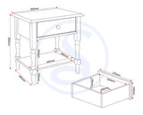 STRATFORD 1 DRAWER SIDE TABLE - WHITE