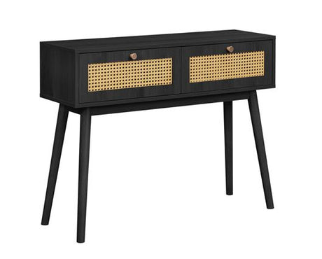 Croxley Rattan Console Table - Black