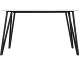 MARLOW & LUKAS DINING SET (X4 CHAIRS) - WHITE MARBLE/SAPPHIRE BLUE VELVET