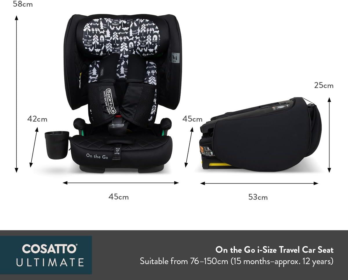 On the Go i-size Travel Car Seat - Itchy Feet Sky