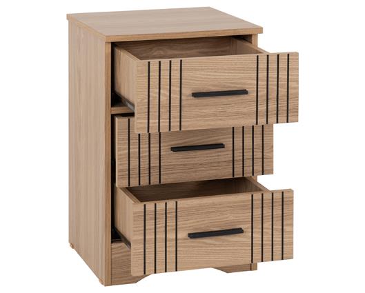 TESSA 3 DRAWER BEDSIDE - NATURAL OAK EFFECT