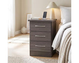 NEVADA 3 DRAWER BEDSIDE - BLACK WOOD GRAIN