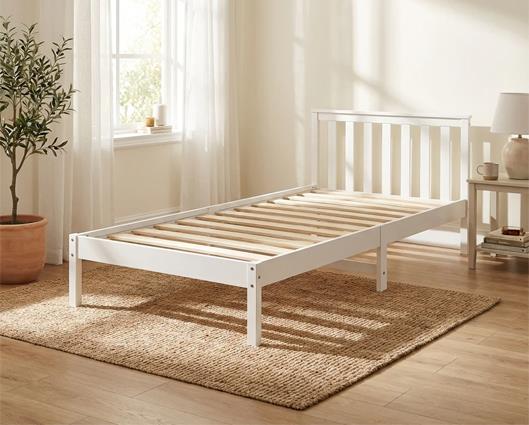 Ruby Pine Single Bed - White