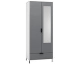 MADRID 2 DOOR 1 DRAWER WARDROBE - GREY/WHITE GLOSS