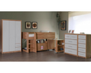 Santos 3 Door 2 Drawer Wardrobe - White High Gloss/Light Oak Effect Veneer
