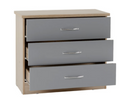 Neptune 3 Drawer Chest - Grey Gloss/Light Oak Effect Veneer