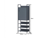 Storage Cabinet with 1 Door & 3 Shelves-Dark Grey