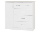 Neptune 5 Drawer Low Wardrobe - White Gloss