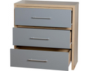 Santos 3 Drawer Chest - Grey High Gloss/Light Oak Effect Veneer
