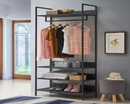 Zulu Wide Open Wardrobe with 4 Shelves-Black