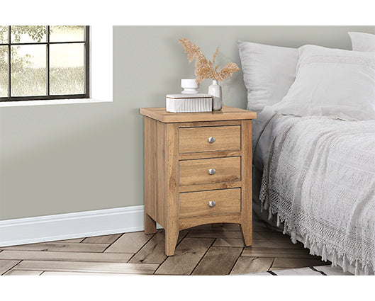Hounslow 3 Drawer Bedside- Oak