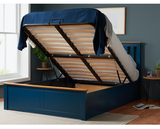 Phoenix Small Double Ottoman Bed - Navy Blue