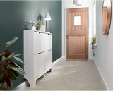 Slim 4 Drawer Shoe Cabinet-White