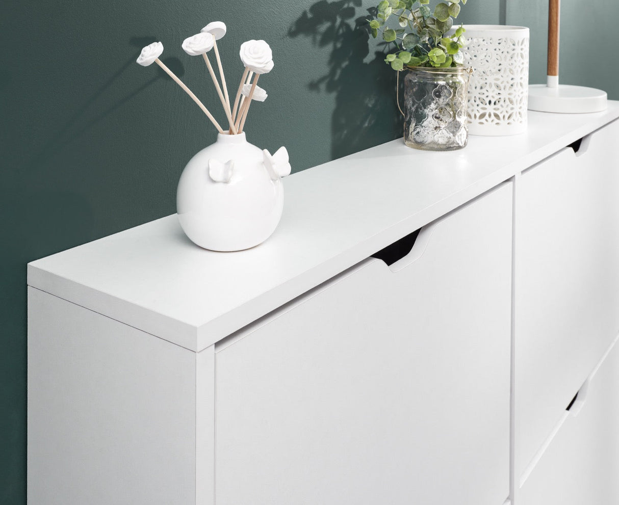 Slim 6 Drawer Shoe Cabinet-White