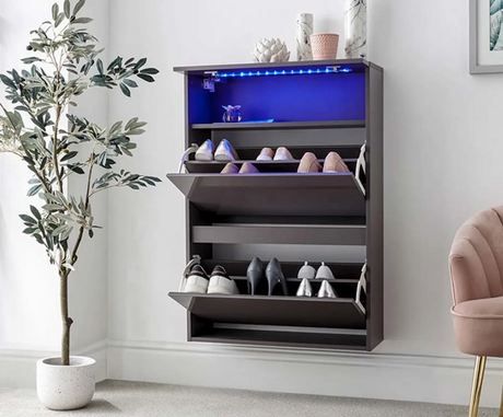 Graze Wall Hanging Two Tier Shoe Cabinet- Grey