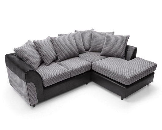 Harley Right Hand Facing Corner Sofa - Black & Charcoal