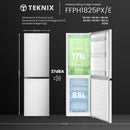 Teknix FFPH1825PX/E, 256L Fridge Freezer, Total No Frost, Silver