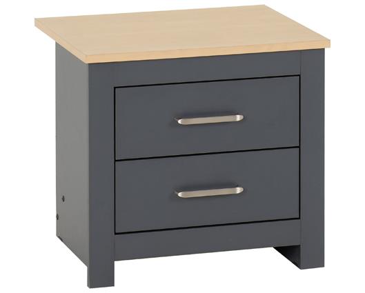 PORTLAND 2 DRAWER BEDSIDE - GREY/OAK EFFECT