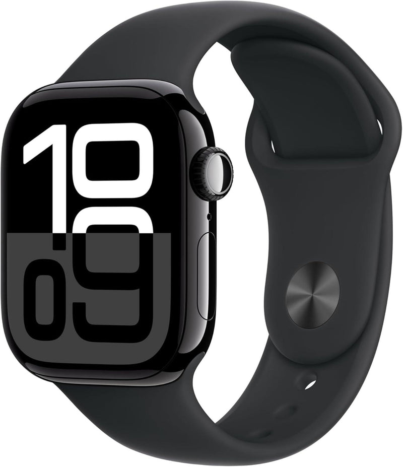 Apple Watch Series 10 GPS 42mm Jet Black Aluminium Case with Black Sport Band - S/M