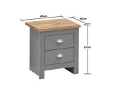Lincoln 2 Drawer Bedside- Light Grey