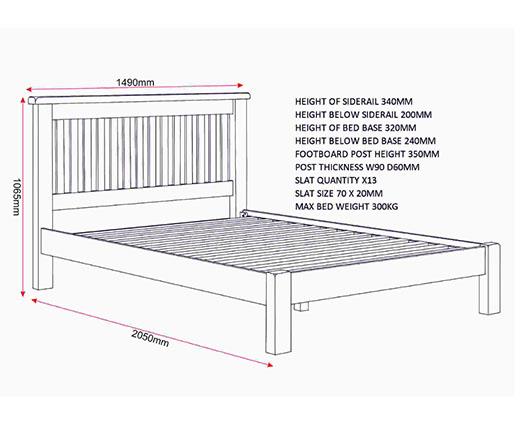 WINDSOR 4'6" LOW END BED - PEBBLE GREY/OAK
