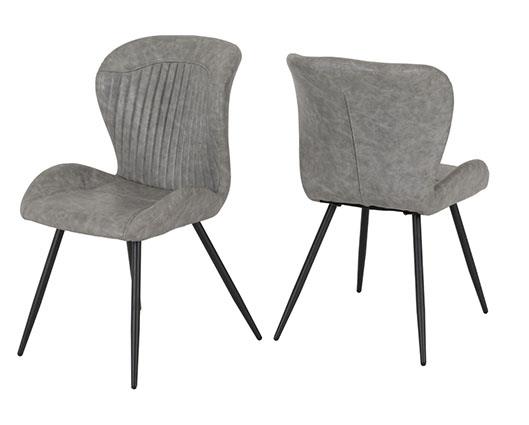 MARLOW & QUEBEC DINING SET (X4 CHAIRS) - BLACK MARBLE/GREY FAUX LEATHER