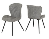 MARLOW & QUEBEC DINING SET (X4 CHAIRS) - BLACK MARBLE/GREY FAUX LEATHER