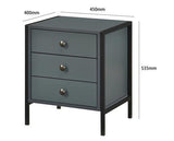 Alva 3 Drawer Bedside - Dark Grey