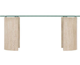 MODENA COFFEE TABLE - CLEAR GLASS/CREAM MARBLE EFFECT