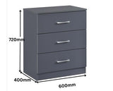 Highbury 3 Drawer Chest - Dark Grey