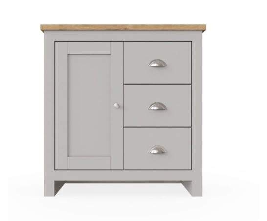 Lincoln 1 Door 3 Drawer Sideboard- Light Grey