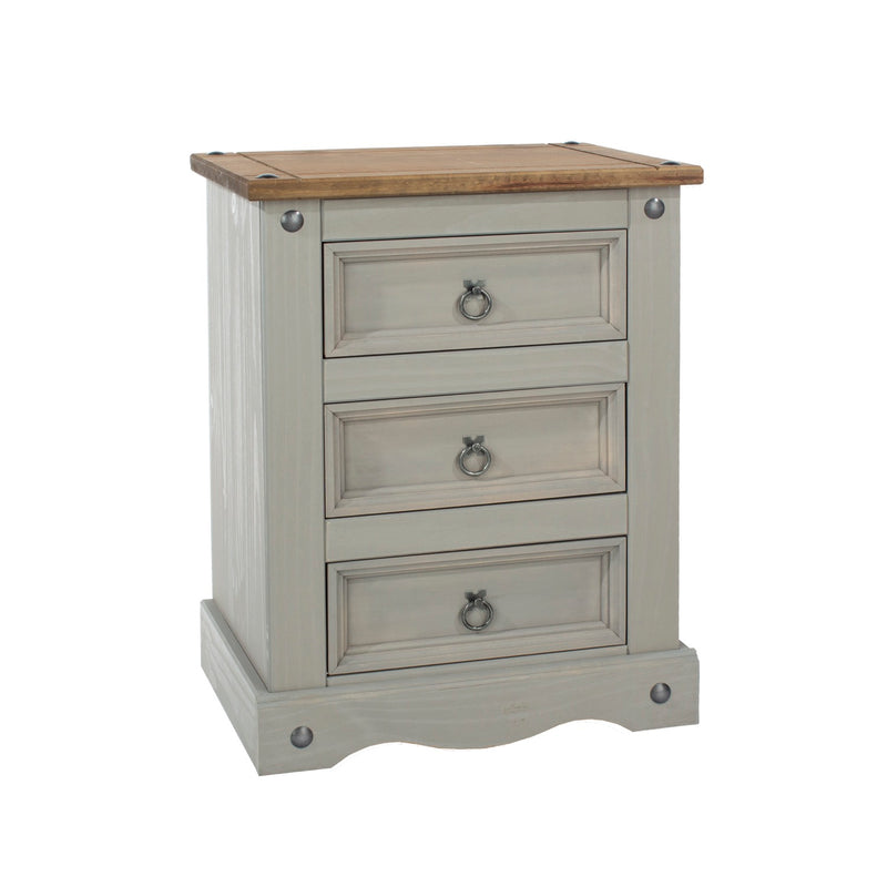 Corona Grey 3 Drawer Bedside Cabinet