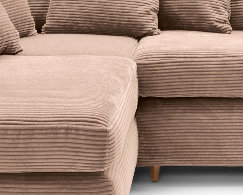 Jumbo Cord Left Hand Facing Corner Sofa - Brown