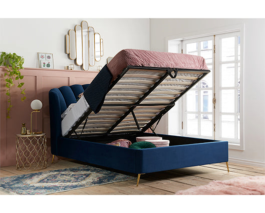 Layla Double Ottoman Bed - Midnight Blue