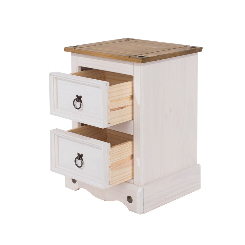 Corona White 2 Drawer Petite Bedside Cabinet