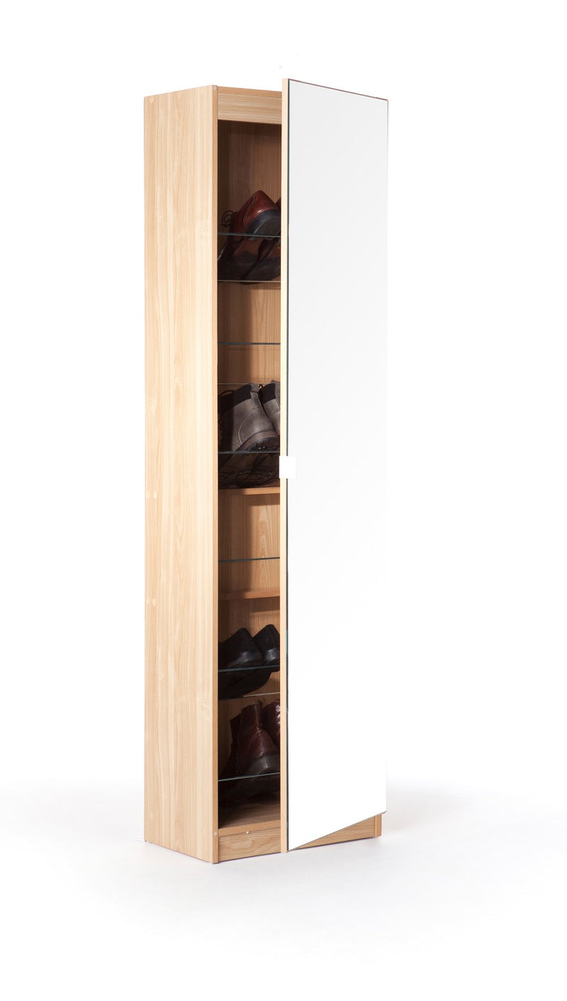 Mirrored Shoe Cabinet-Oak