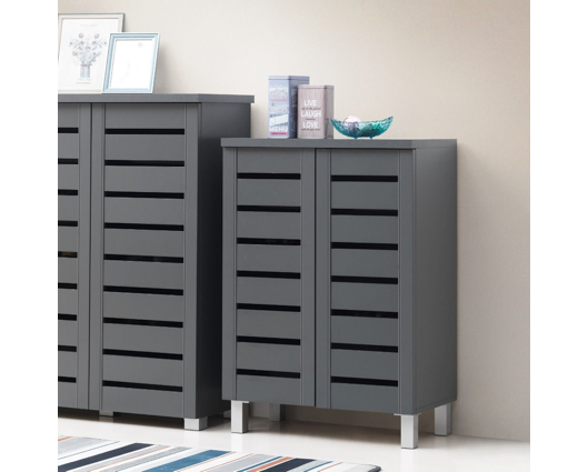 2 Door Shoe Cabinet-Dark Grey