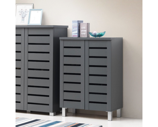 Tall 2 Door Shoe Cabinet-Dark Grey