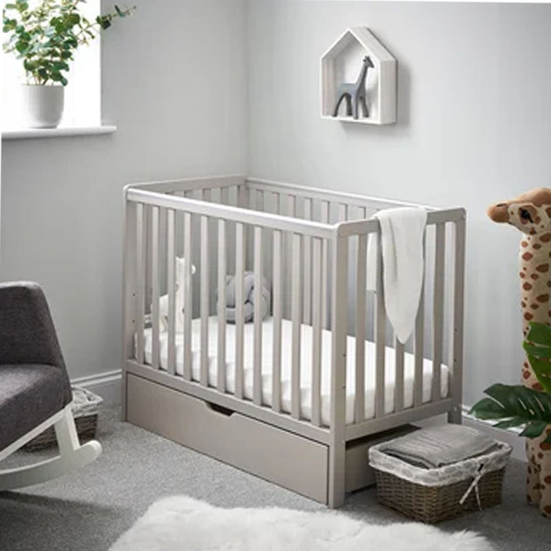 Space Saver Cot & Eco Plus Mattress-Warm Grey