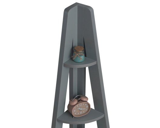 Corner Ladder Bookcase-Dark Grey