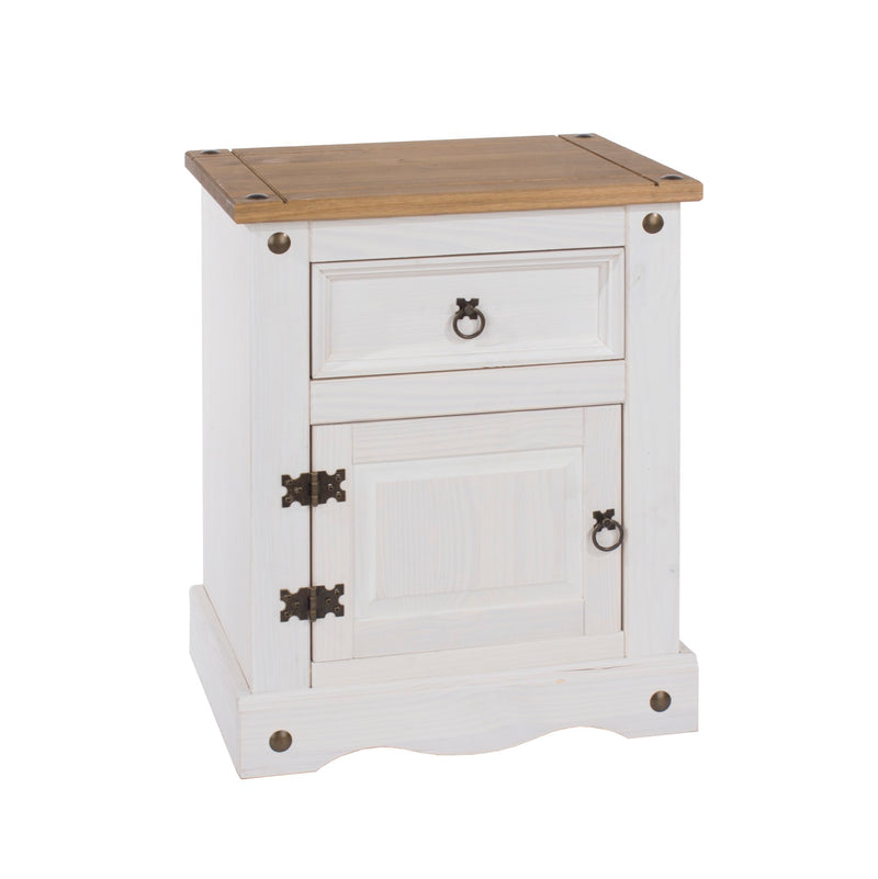 Corona White 1 Door, 1 Drawer Bedside Cabinet