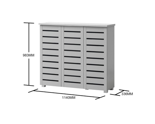 3 Door Shoe Cabinet-Grey
