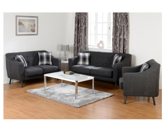 Arica 3 Seater Sofa - Dark Grey Fabric