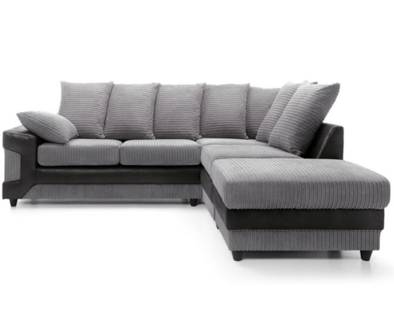 Dino Right Hand Facing Corner Sofa - Black & Charcoal