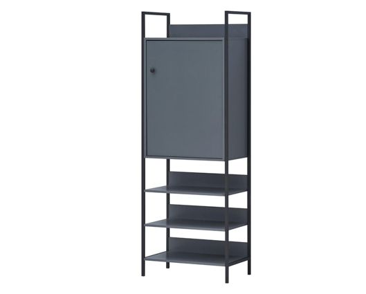 Storage Cabinet with 1 Door & 3 Shelves-Dark Grey
