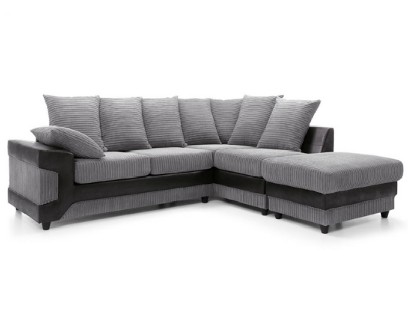 Dino Right Hand Facing Corner Sofa - Black & Charcoal