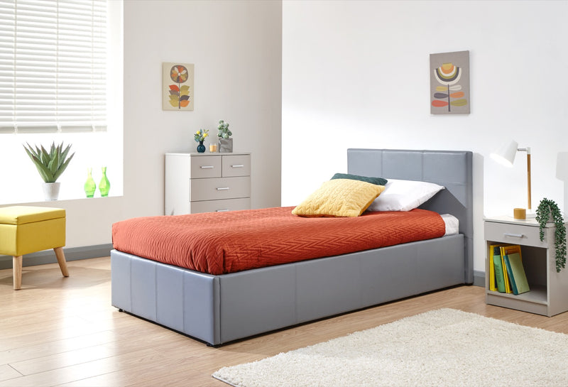 Serena Single Side Lift Ottoman Bed-Grey PU