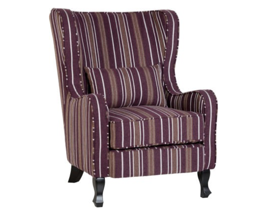 Dorset Fireside Chair - Burgundy Stripe Fabric