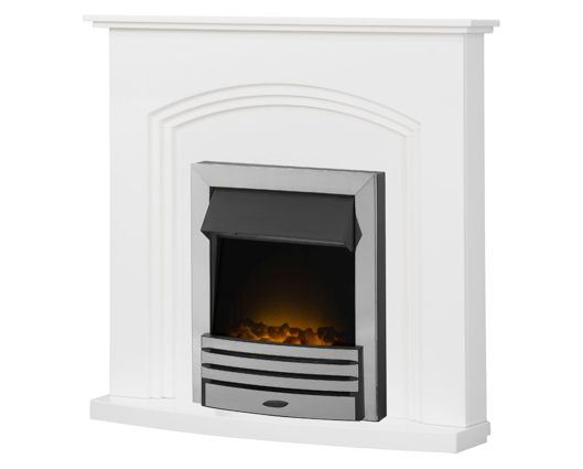 Talitha  Fireplace 41inch - White With Electric Fire -Chrome
