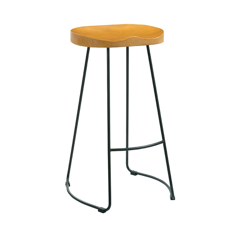 Boxer Pine Wood Seat Black Metal Leg Bar Stool